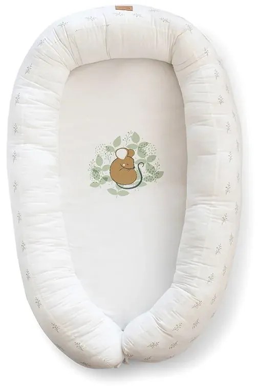 Suport de dormit Babynest 2in1 bara protectie patut Premium Bumbac, Spring Cottage Hunter Green 95x65x18 cm