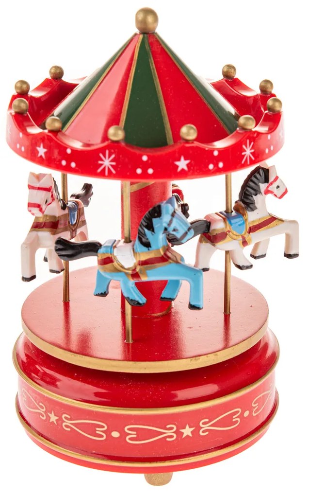 Carusel cu căluți, 18 cm, roșu