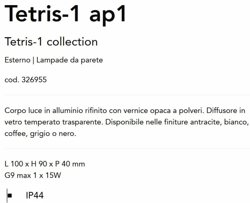 Aplica de exterior ambientala cu protectie IP44 Tetris-1 ap1 negru