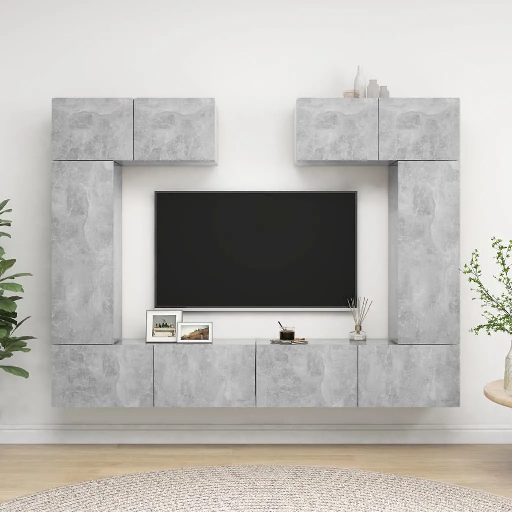 vidaXL Set de dulapuri TV, 6 piese, gri beton, lemn prelucrat