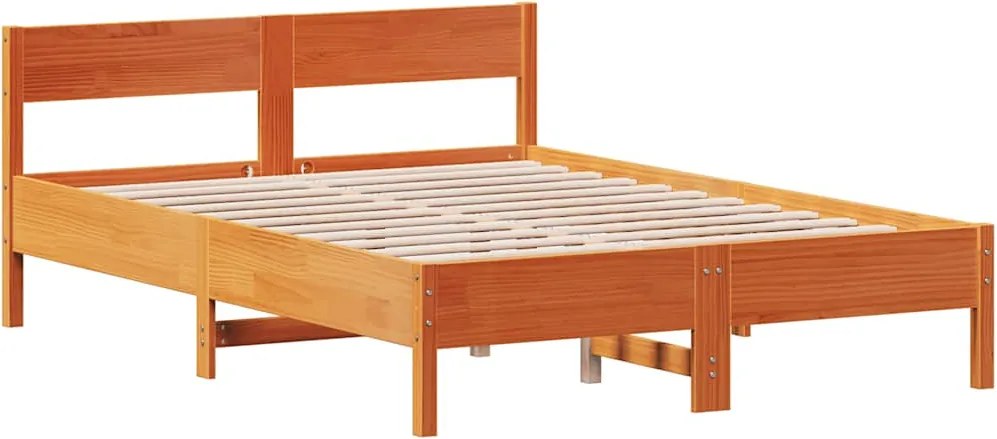 vidaXL Cadru pat fără saltea, maro ceruit, 160x200 cm, lemn masiv pin
