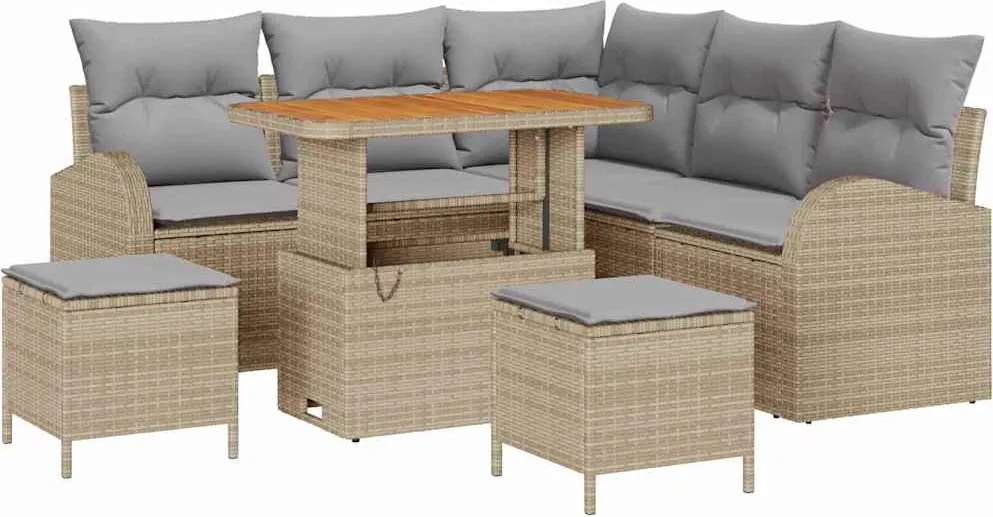 vidaXL Set de canapele pentru grădină 8 pcs Beige și gri deschis