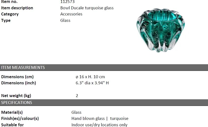 Vas decorativ design elegant Ducale turcoaz 112573 HZ