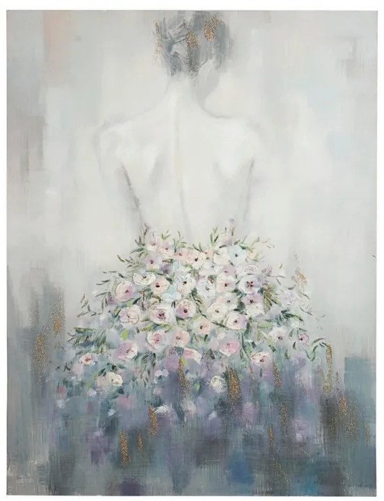 Tablou decorativ in ulei multicolor din lemn de Pin si panza, 90x2,8x120 cm, Village Dress Bizzotto