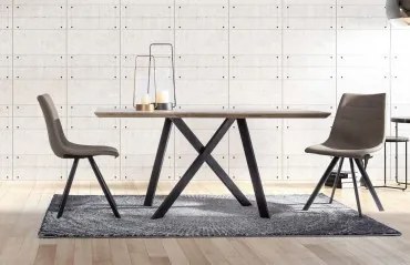 Scaun dining taupe din piele ecologica si metal, Alva Bizzotto