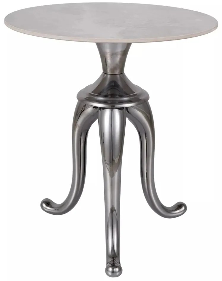 Masuta de cafea Snake marmura alba/argintiu ø48/h55 cm