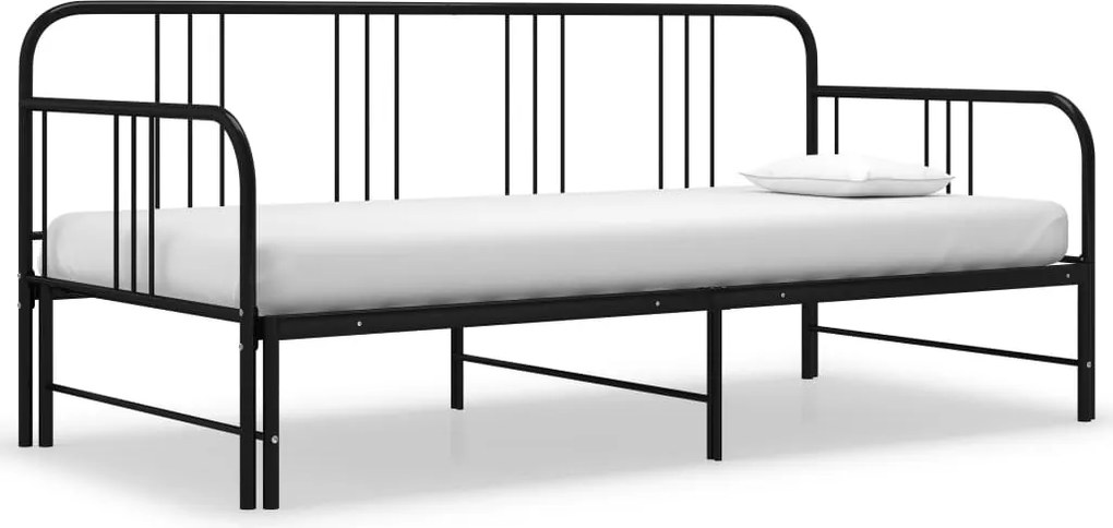 vidaXL Cadru pat canapea extensibilă, negru, 90 x 200 cm, metal