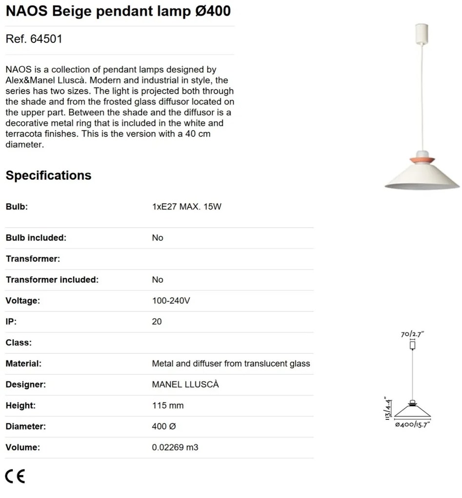 Lustra / Pendul modern design industrial 40cm NAOS