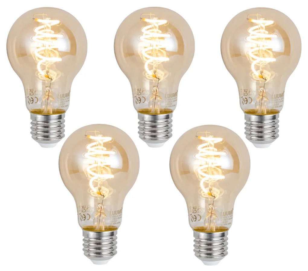 Set de 5 becuri LED inteligente E27, reglabile, A60, chihlimbar, 4,9 W, 320 lm, 2500 K, Zigbee