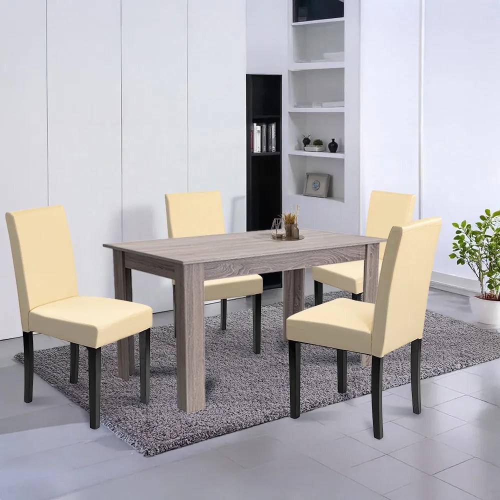 Set de masă Leon 4+1 stejar York-bej