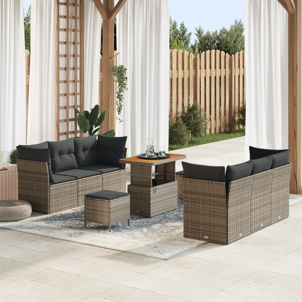 vidaXL Set de canapele pentru grădină Manual 9 pcs Gri 90 x 55 x 71 cm