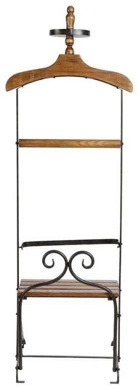 Suport de haine pliabil din lemn de pin si metal, alb, H133 cm, Bois Cire