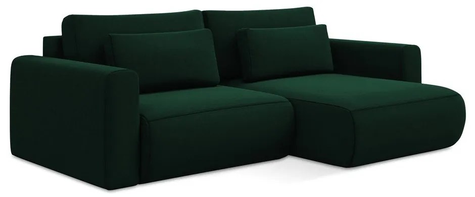 Colțar verde extensibil/cu spațiu de depozitare cu tapițerie din catifea (cu colț pe partea dreaptă/cu șezlong) Kapua – Makamii