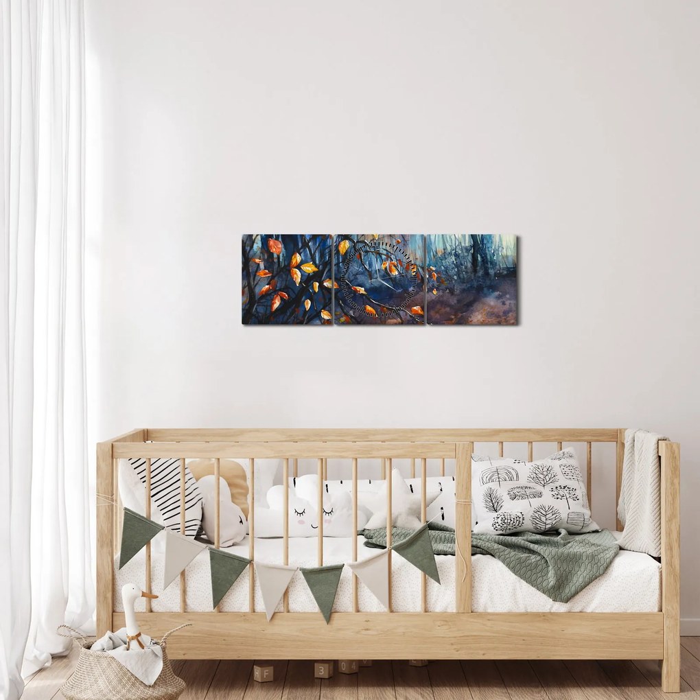 Tablou - Razele solare de toamnă (cu ceas) (90x30 cm)