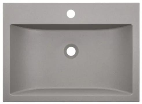 Lavoar baie granit Laveo Albano, 1 cuva dreptunghiulara 44x60 cm, gri