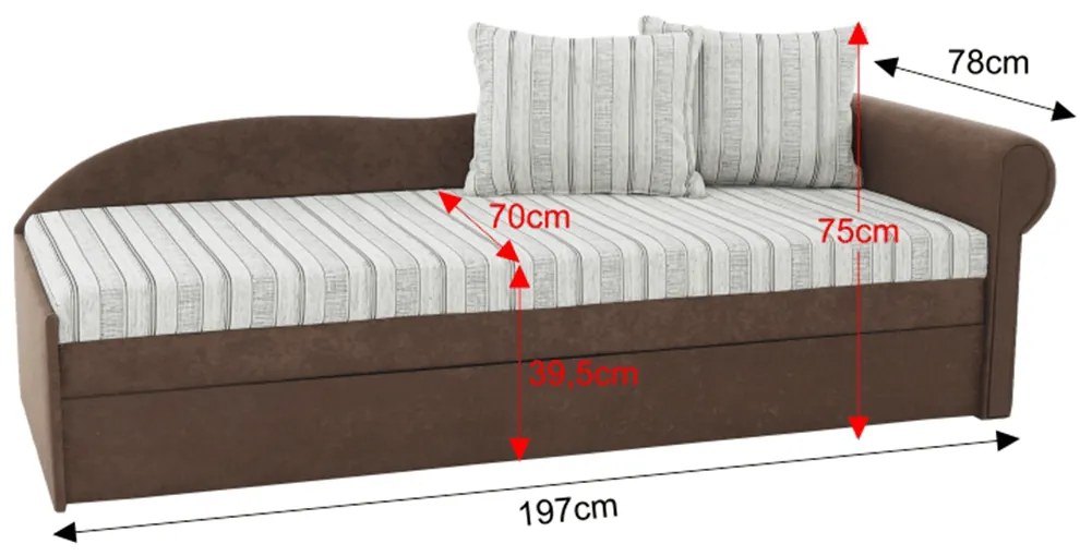 Divan extensibil, maro/bej/auriu/model, dreapta, AGA D
