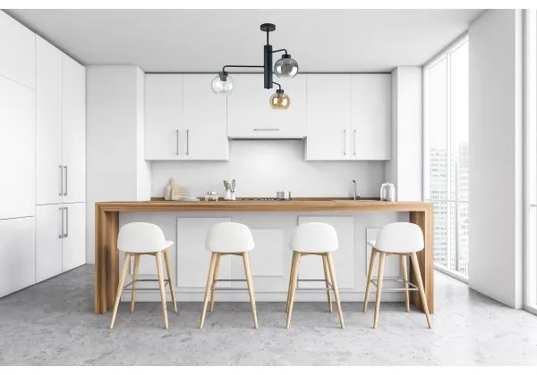 Lustră pe tijă FLEX 3xE27/60W/230V negru/negru fumuriu/bej fumuriu/transparent