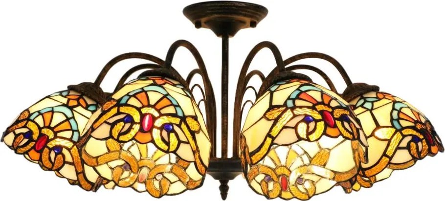 Brilagi - Lustru aplicat Tiffany cu vitralii MIRABELLA, 8xE27/60W/230V, Ø 68 cm