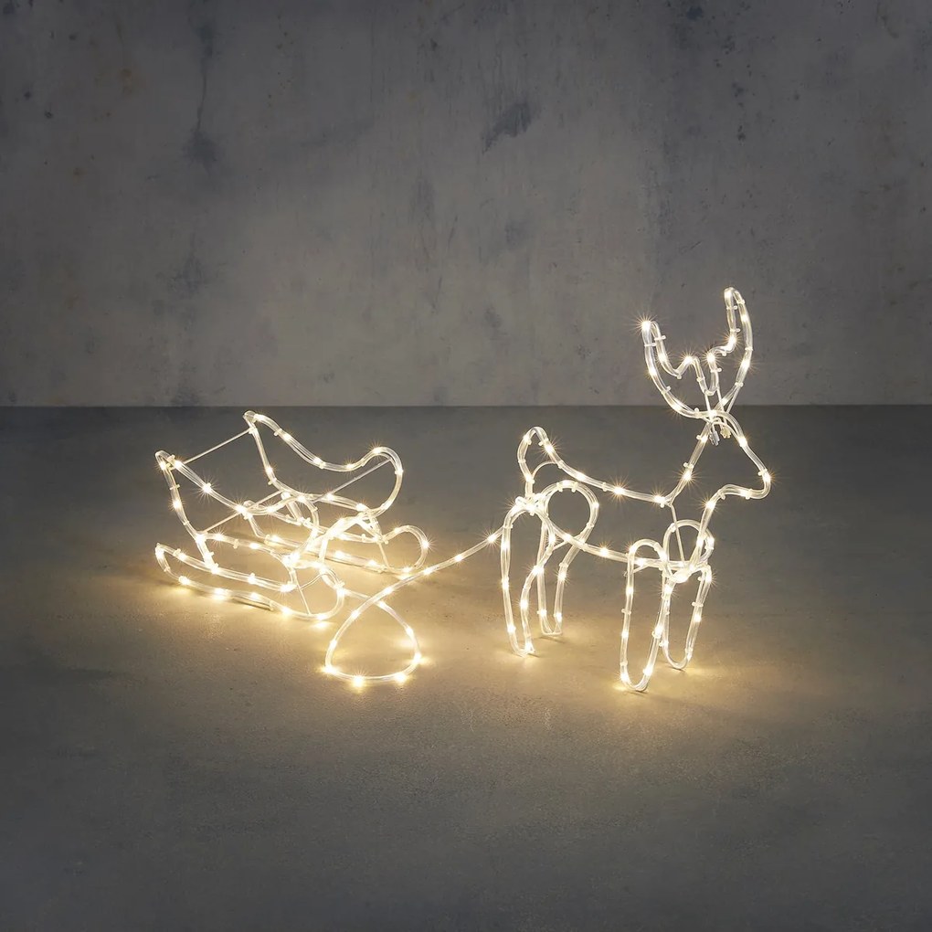 Lampă de podea de Crăciun Ren cu sanie 116cm Incl. LED cu temporizator IP44 - Sori