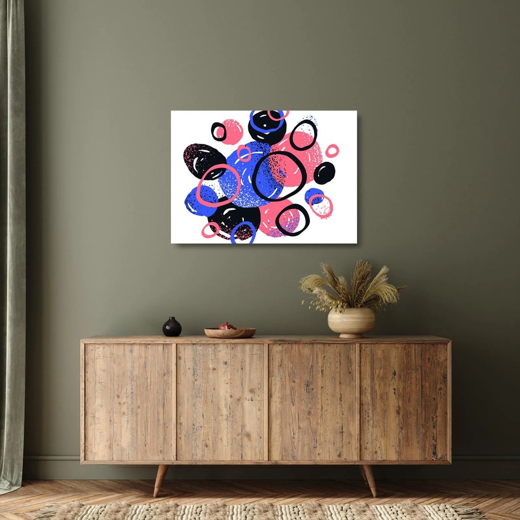Tablou pe sticlă - Motiv cercuri în culori vii (70x50 cm)