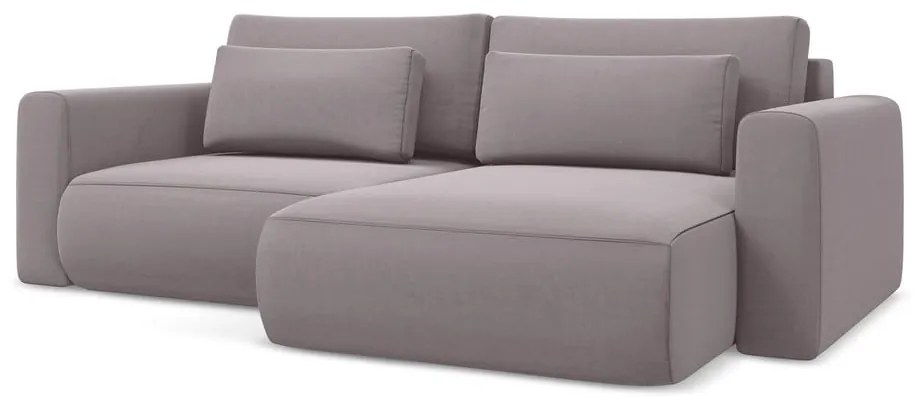 Colțar mov lavandă extensibil/cu spațiu de depozitare cu tapițerie din catifea (cu colț pe partea dreaptă/cu șezlong) Kapua – Makamii