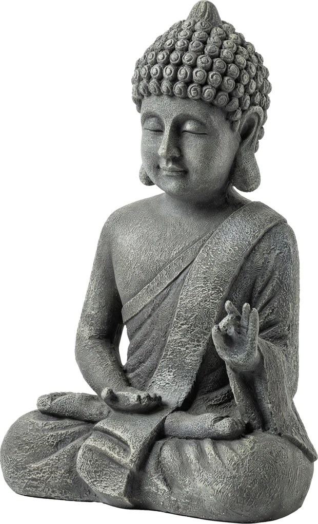 Outsunny Statuie de Grădină, Sculptură Buddha Șezând din Oxid de Magneziu, Decorațiune Spirituală 32 x 23 x 51 cm, Gri Închis | Aosom Romania
