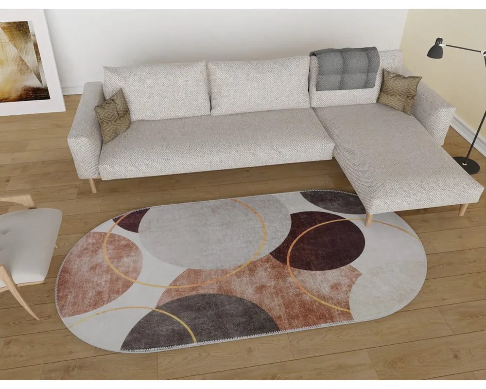 Covor maro-crem lavabil 120x180 cm Oval – Vitaus