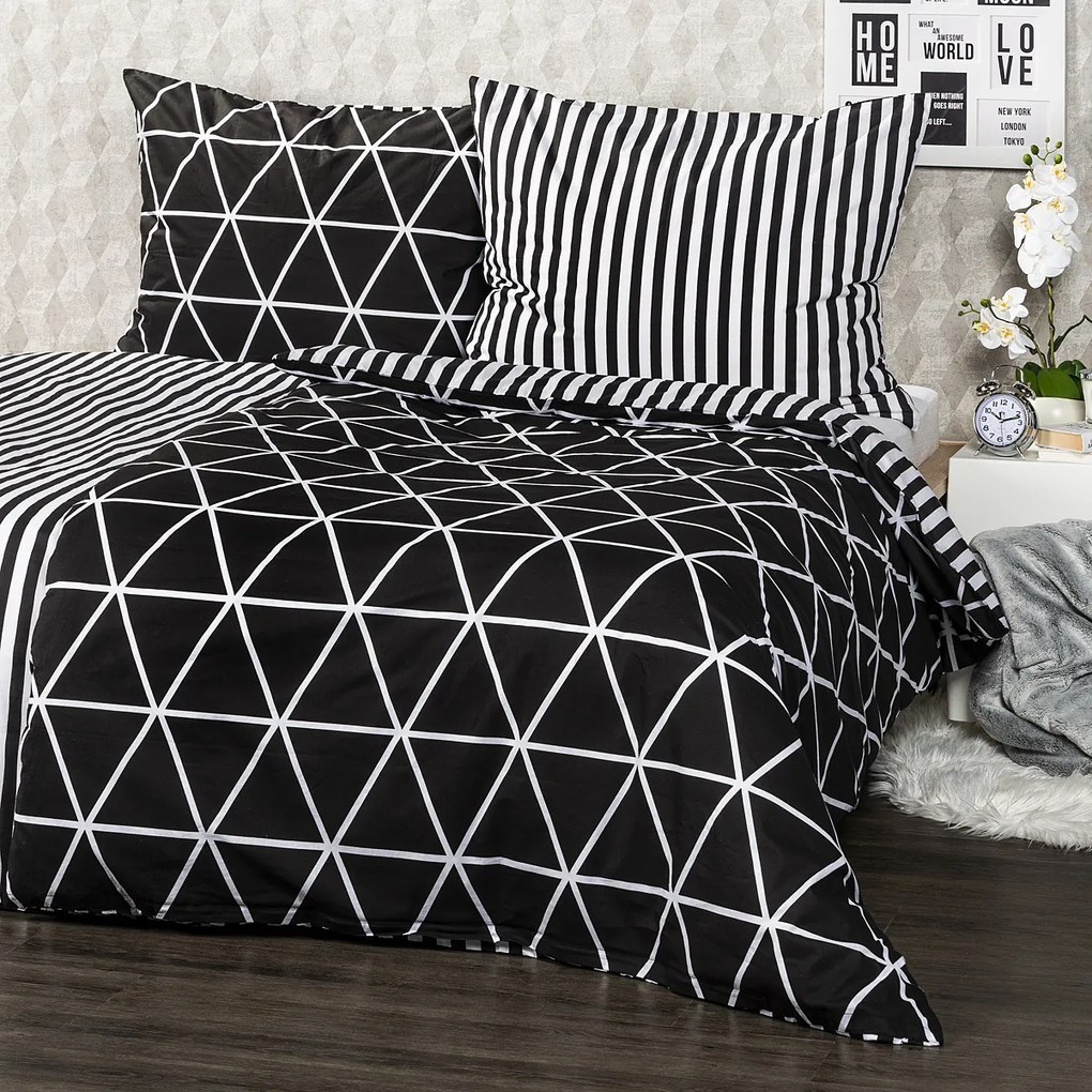 Lenjerie bumbac 4Home Galaxy, negru, 140 x 220 cm, 70 x 90 cm