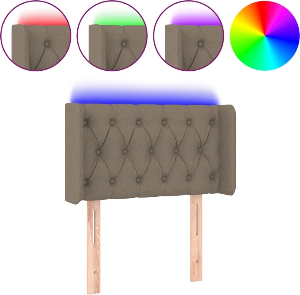 vidaXL Tăblie de pat cu LED, gri taupe, 83x16x78/88 cm, textil