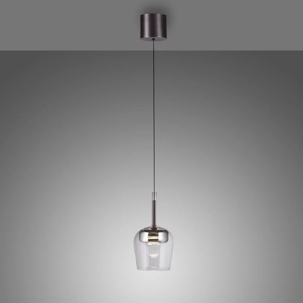 Pendul LED Smart cu Telecomanda, CCT, Sticla, Argintiu, Q-KON