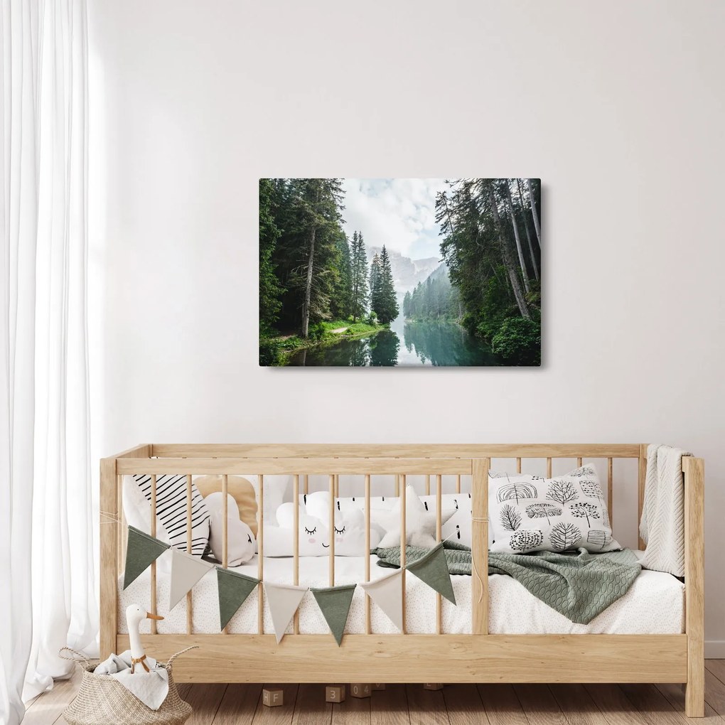 Tablou lacului în pădure (90x60 cm)