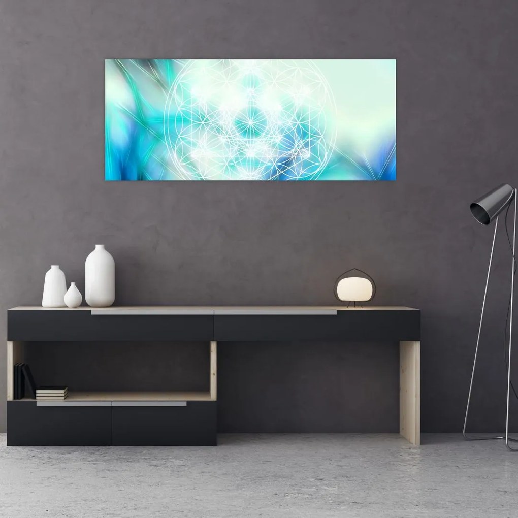 Tablou - Merkaba pe un fundal turcoaz (120x50 cm)