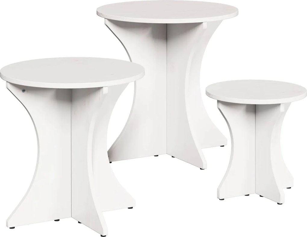 vidaXL Masă de cafea 3 pcs Alb