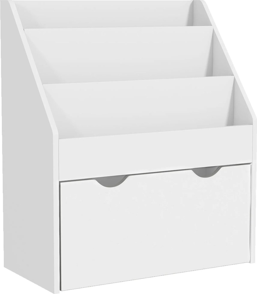 AIYAPLAY Bibliotecă Copii 3-8 Ani cu 3 Rafturi și Sertar, Raft de Depozitare Jucării, 62,5x30x70 cm, Alb | Aosom Romania