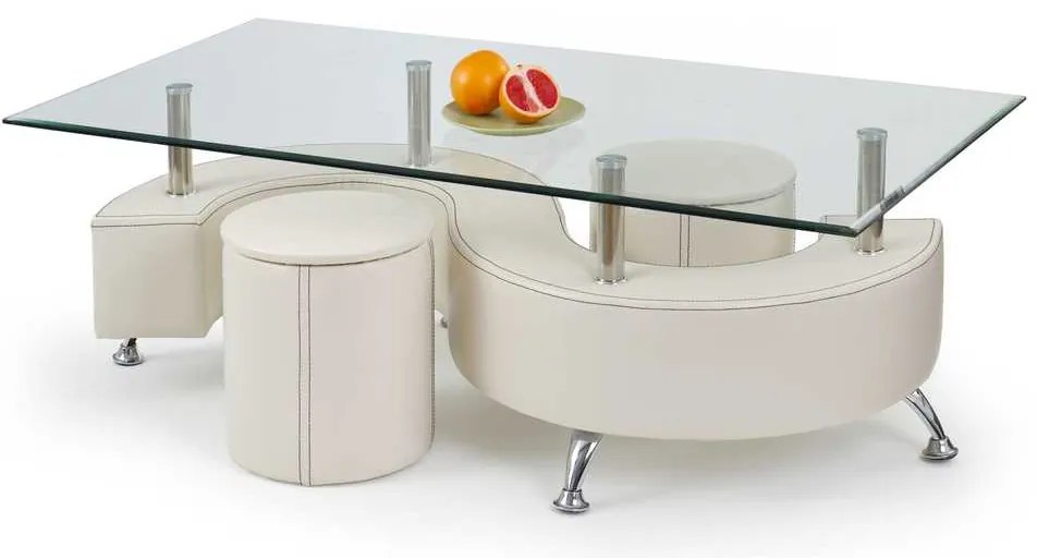 Măsuță de cafea Malachi, transparent / crem