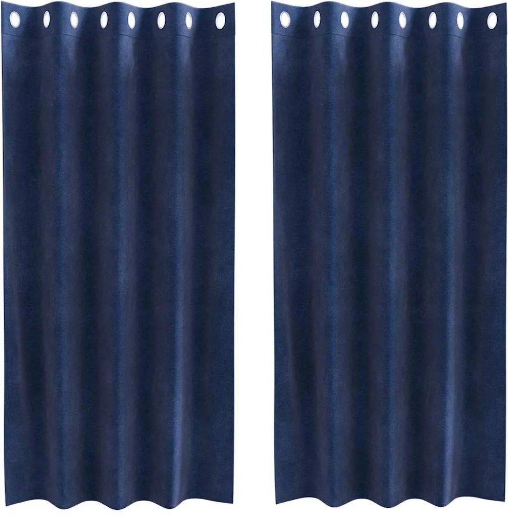 vidaXL Perdele opace 2 pcs Albastru închis 140 x 175 cm Catifea
