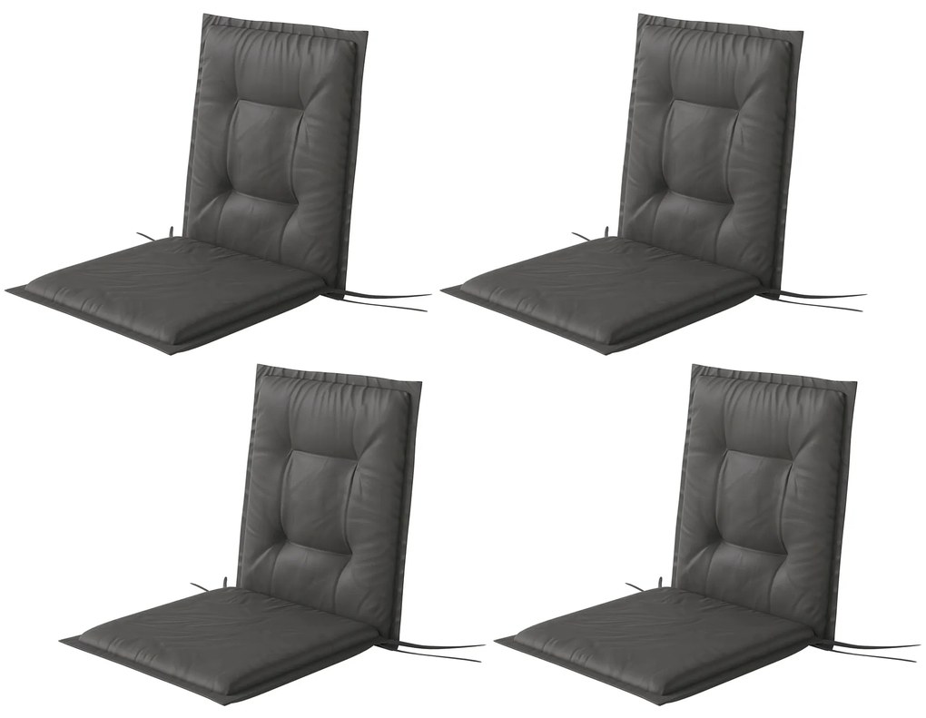 Outsunny Set de 4 perne de scaun 108 x 50 x 5 cm, perne de scaun cu curele pentru interior și exterior, gri închis | Aosom Romania