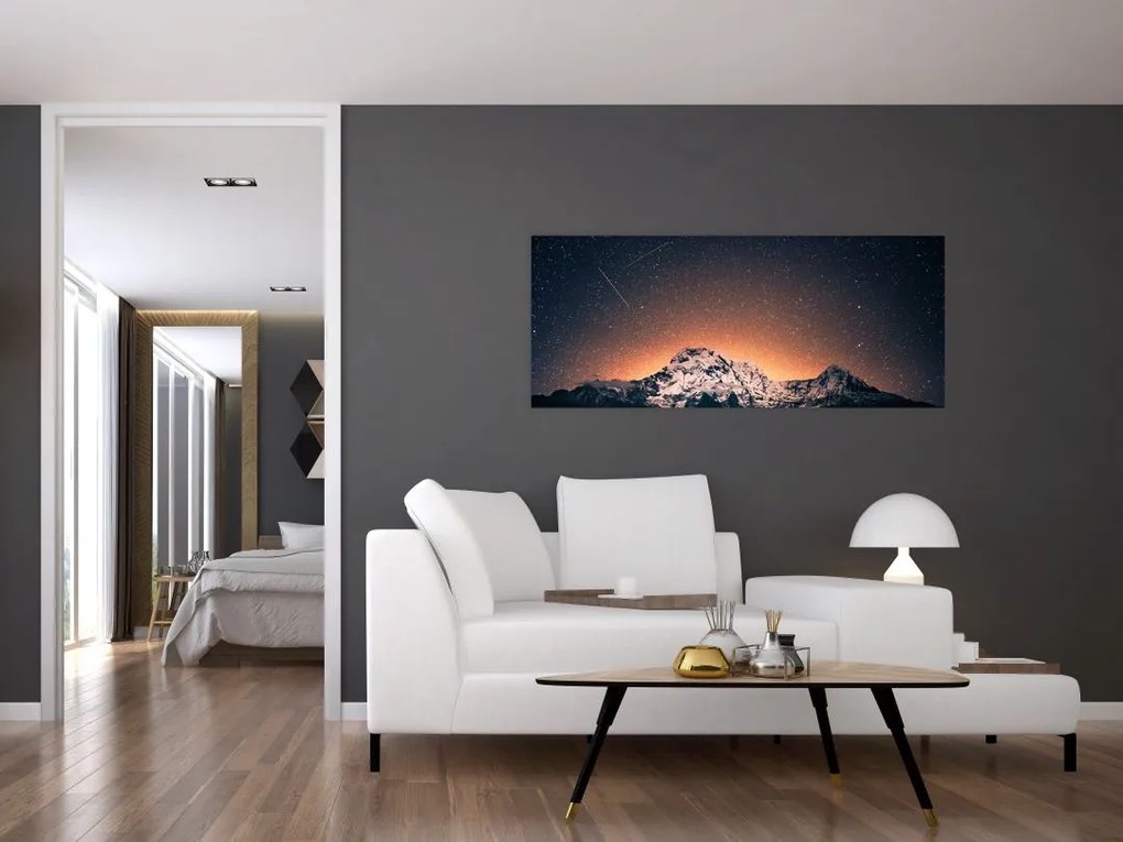 Tablou cu cerul nocturn și munți (120x50 cm)