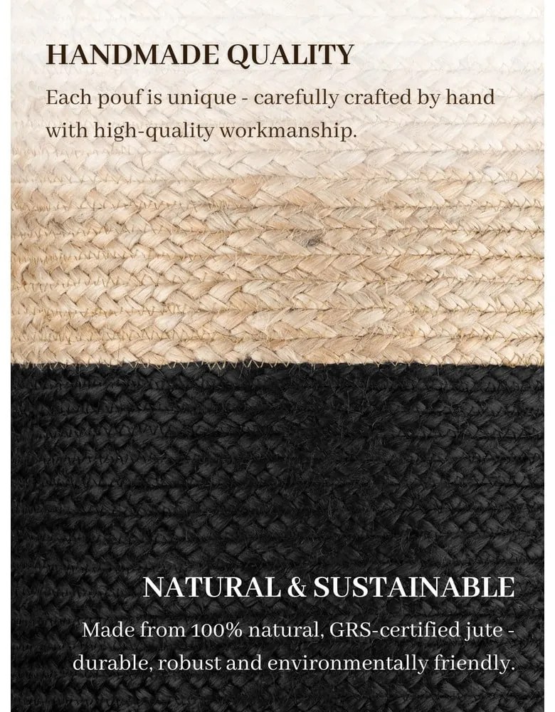 Taburet negru/în culoare naturală Juta Gold Black – Hanse Home