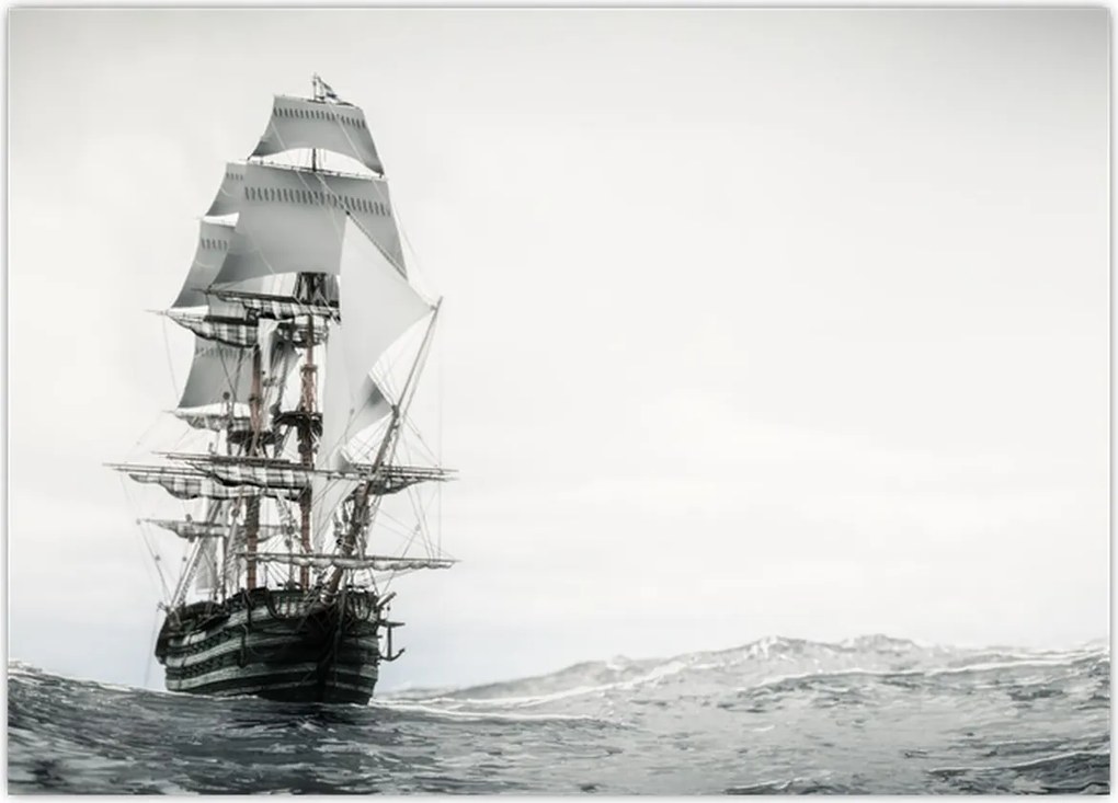 Tablou - O navă care navighează pe ocean (70x50 cm)