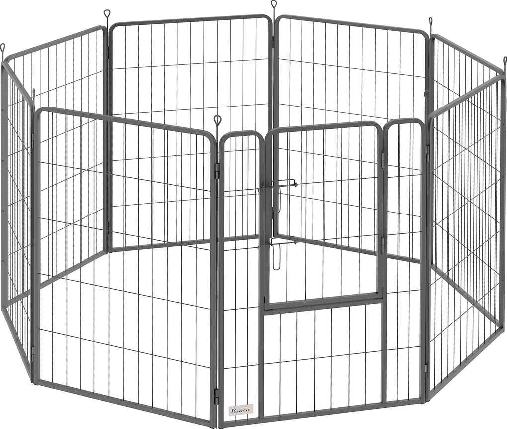 PawHut Tarc octogonal pentru pui cu 8 panouri tarc pentru pui cu 8 plăci de grilaj ușă țăruși pentru sol flexibil pliabil 100 cm înălțime | Aosom Romania