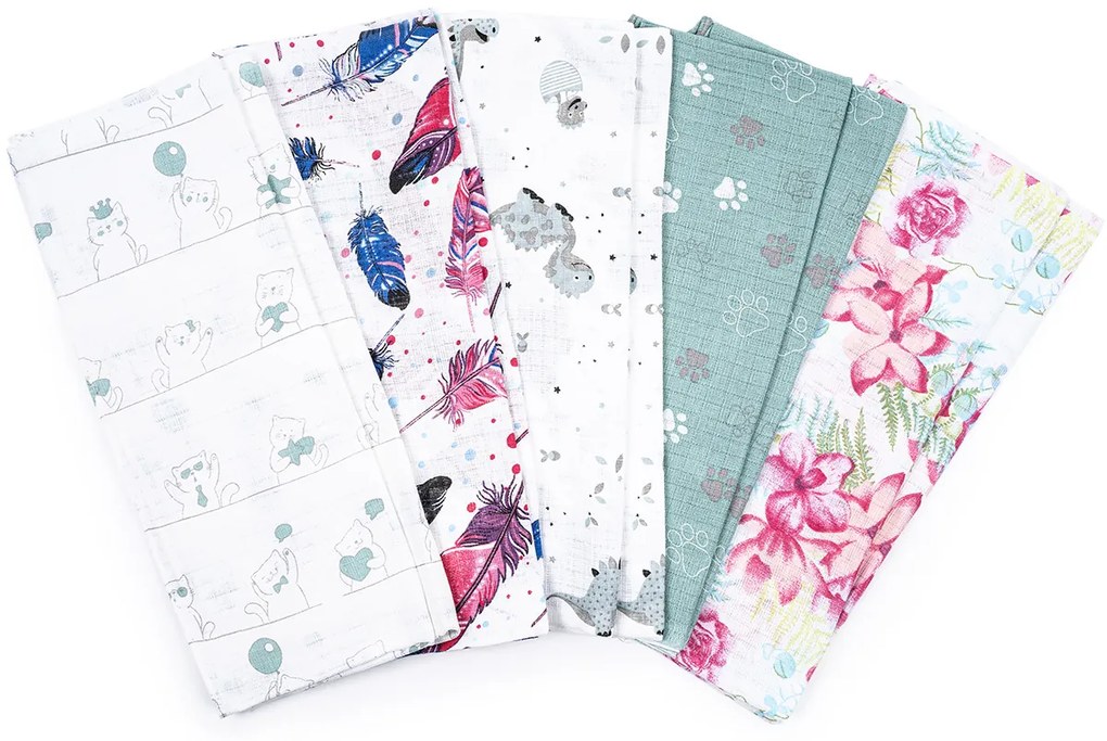 New Baby Scutece din bumbac cu imprimeu Standard, 60 x 80 cm, set 10 buc.