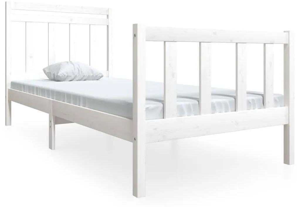3100705 vidaXL Cadru de pat, alb, 90x200 cm, lemn masiv