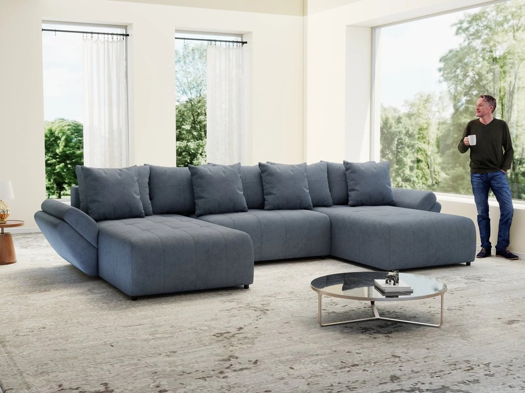 Colțar extensibil dumonde cu ladă de depozitare si sezut confortabil din spuma high-density, Berlin U Enjoy Antracit 380x180 cm