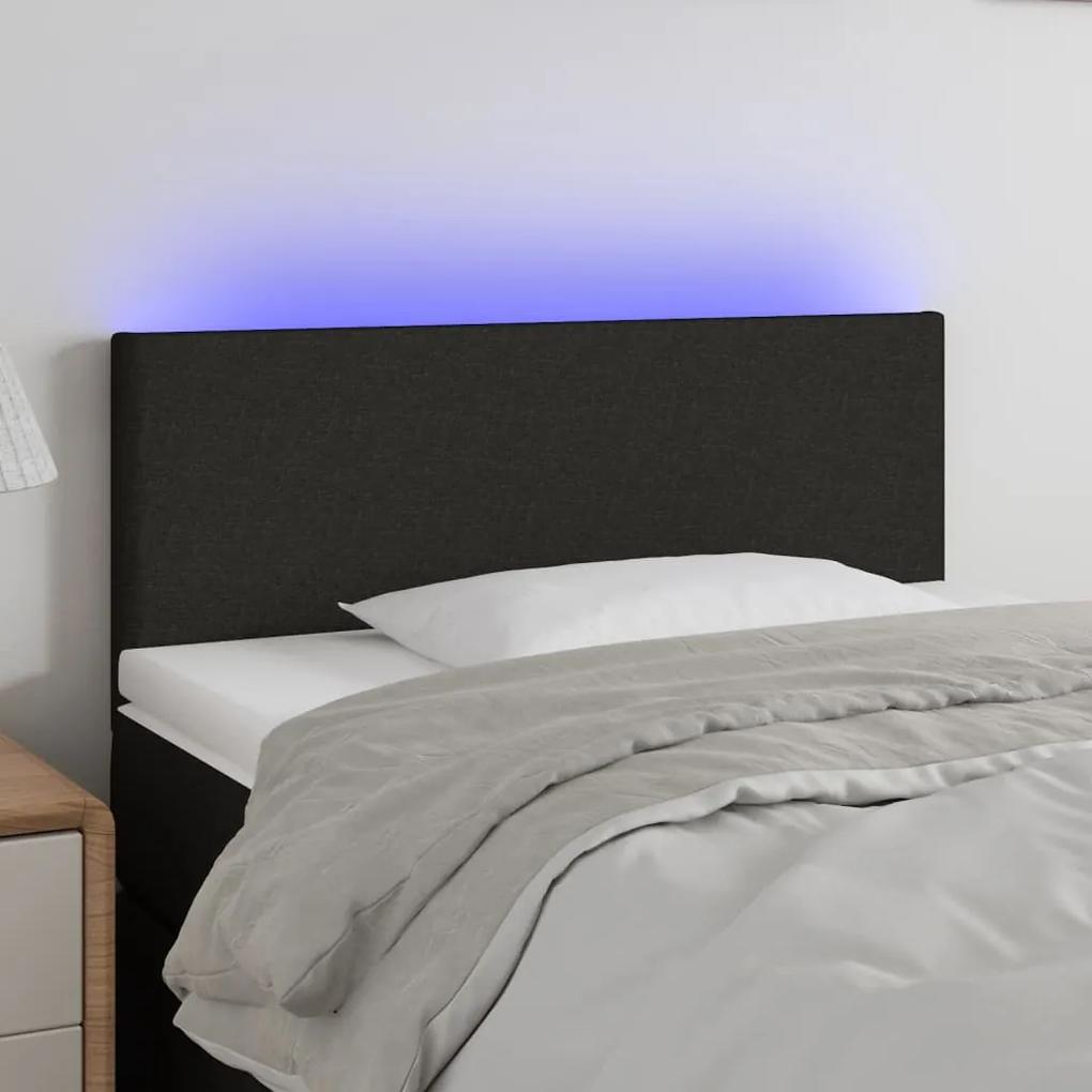 3121316 vidaXL Tăblie de pat cu LED, negru, 90x5x78/88 cm, textil