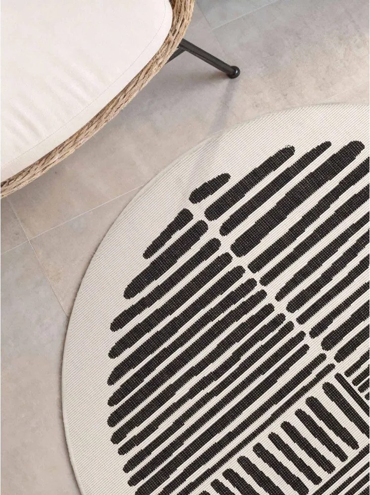 Covor pentru exterior și interior negru/crem rotund ø 200 cm Haringey Bounds – Ted Baker