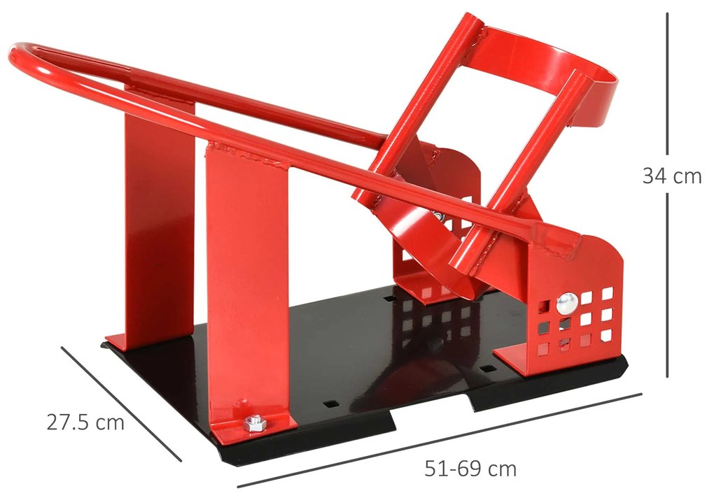HOMCOM Suport Frontal Metalic pentru Motociclete, Capacitate 450 kg, cu Secțiuni Pre-găurite, 27.5x51-69x34 cm, Negru | Aosom Romania