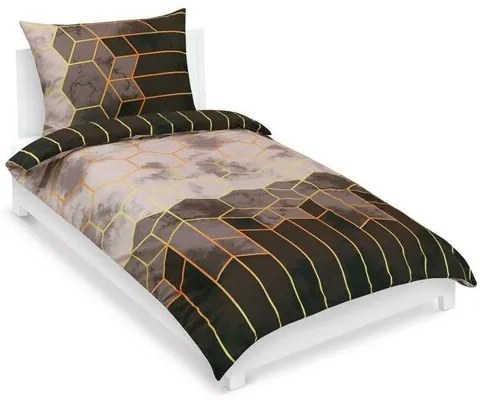 Lenjerie de pat din bumbac Bellatex Fagure maro,bej , 140 x 200, 70 x 90 cm