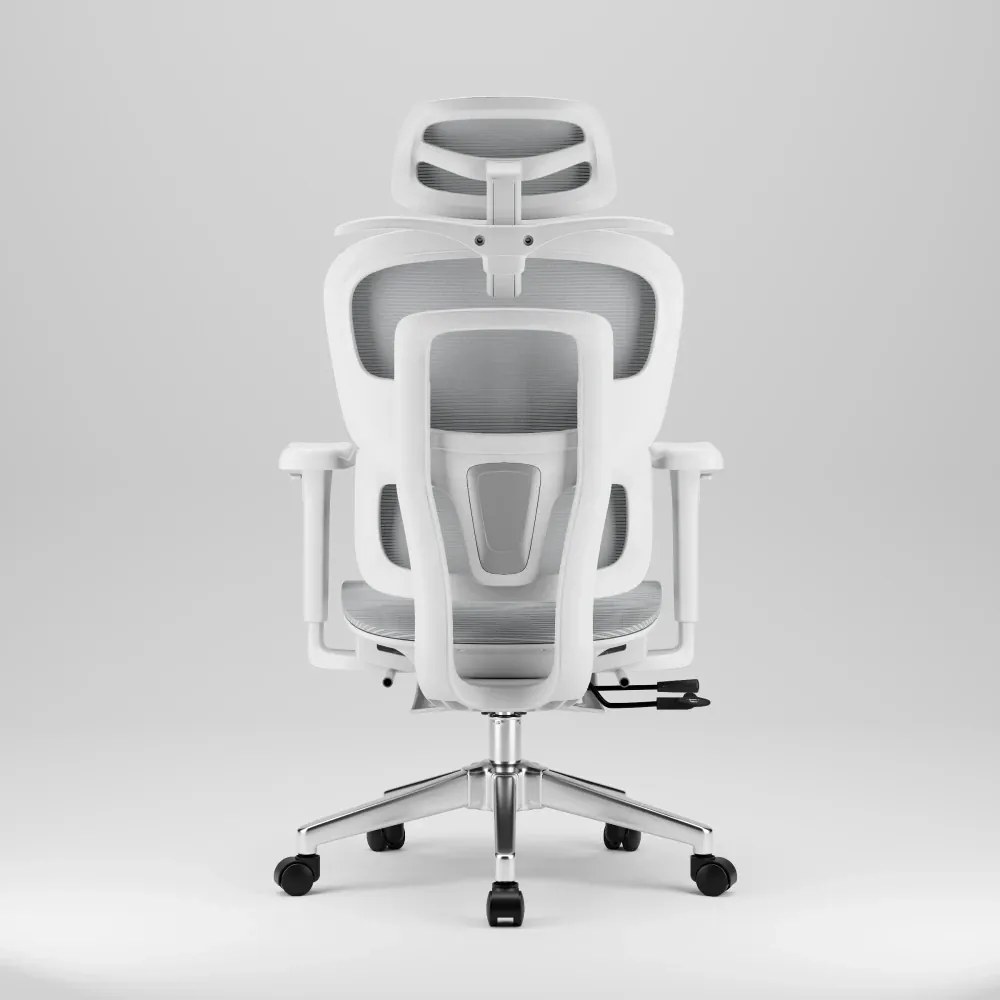 RESIGILAT- SIENA E15 Executive – Scaun Ergonomic cu Suport Lombar Reglabil pe Înălțime, Tetieră Reglabilă, Cotiere 3D, Șezut Extensibil, Reclinare 135°, Umeraș Integrat, Suport pentru Picioare și Bază Metalică, Mesh, Gri