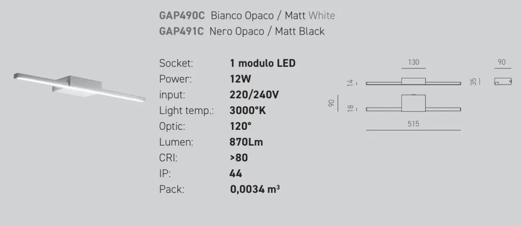 Aplica de perete LED pentru oglinda baie IP44 One alb